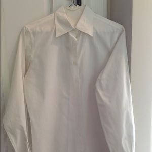 White Brooks Brothers button up French cuff shirt.