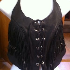Leather halter top
