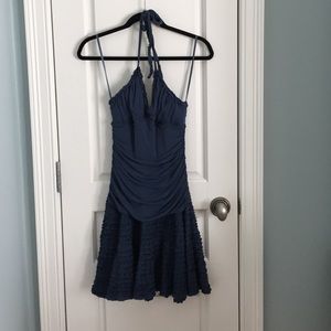 BCBGMaxazria dusty blue halter dress size s