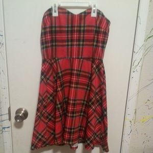 strapless plaid dress