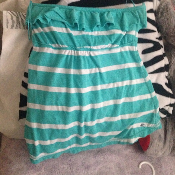 Light sea blue and white striped strap less🙊