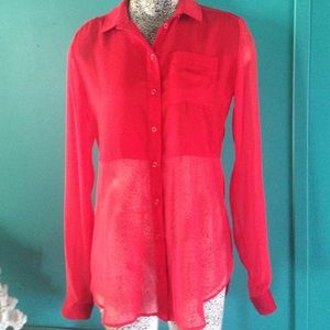 Free People Red sheer top😍