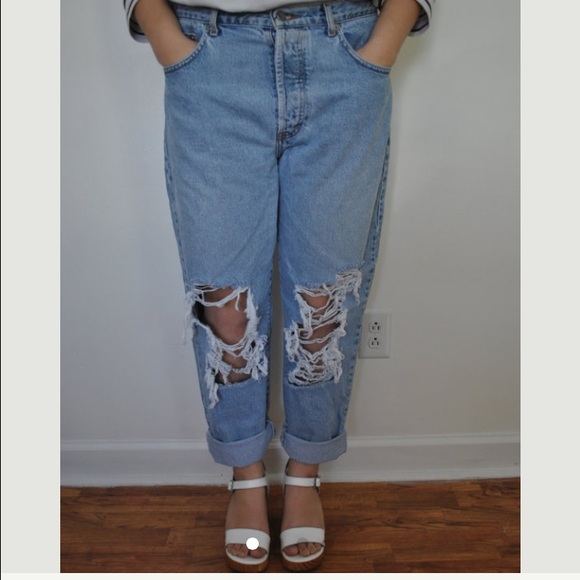 vintage high waisted ripped jeans