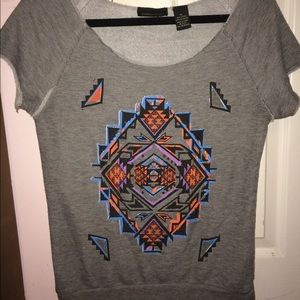 Aztec Print Short Sleeve Sweatshirt