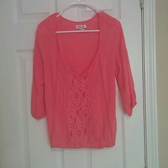 3/4 peach, pink shirt