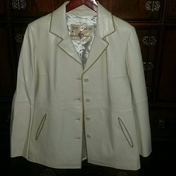 Beige leather jacket