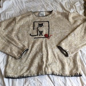 VINTAGE embroidered cat sweater