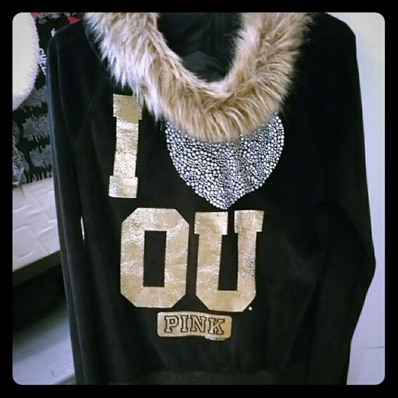 Oklahoma Victoria's Secret Zip up hoodie with fur