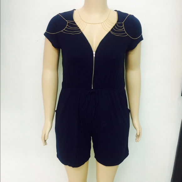 Black Zipper Romper