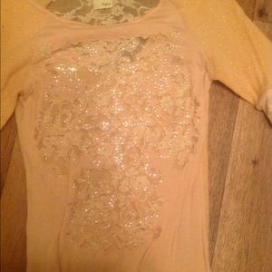 Daytrip lace rhinestone shirt sz xsmall