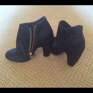 Steve Madden black pony hair ankle booties