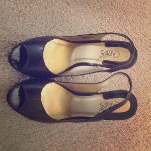 Carlos Santana Black Slingback Heels