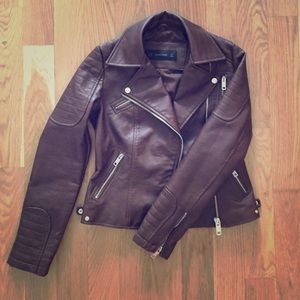 NEW Zara Chocolate Brown Leather Jacket XS