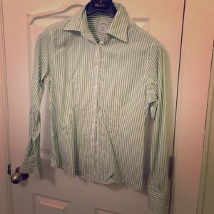 Brooks bros green stripe shirt