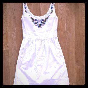 Shoshana White Empire Waist Beaded Dress w/pockets