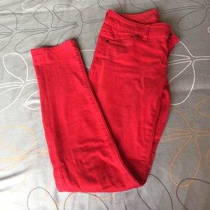 Red skinny jeans