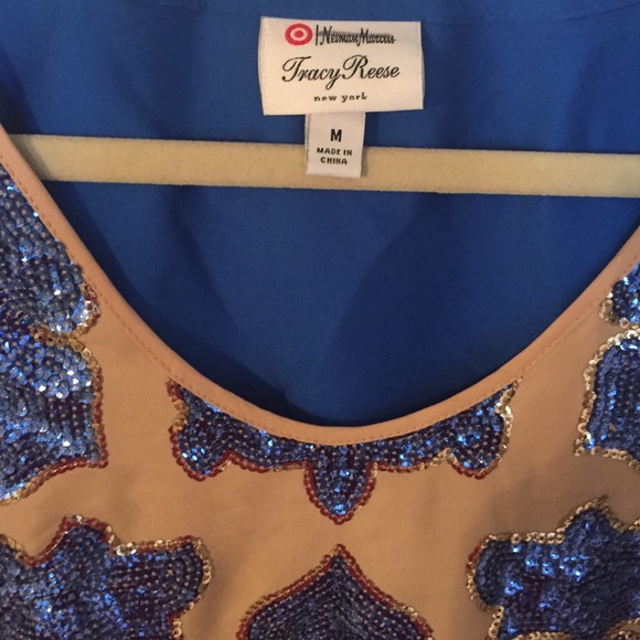 TRACY REESE Sequin Top Blue & Gold - Picture 2 of 4