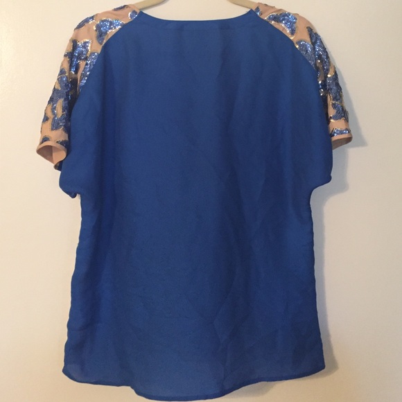 TRACY REESE Sequin Top Blue & Gold - Picture 3 of 4