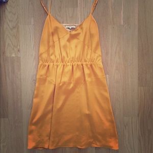 Madewell spaghetti strap orange silk dress