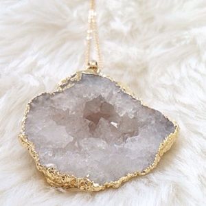 Crystal Quartz rock druzy necklace