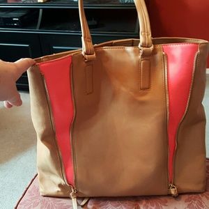 Aldo Hot Pink And Nude Carry All Tote