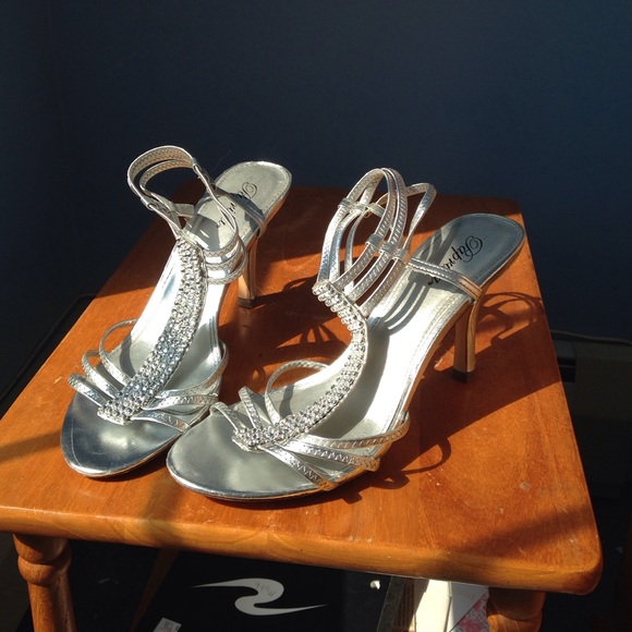 Silver strapped heels