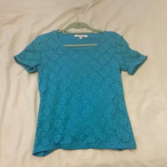 Blue Flowered Lace Shirt - Picture 1 of 3
