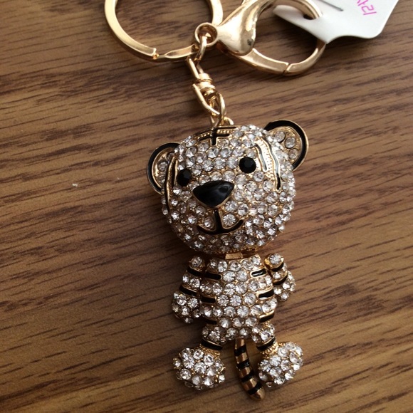 NWT BLING RHINESTONE TEDDY BEAR FOB/ACCESSORY