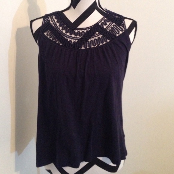 Navy crochet tank top