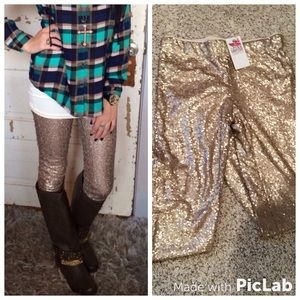 Gold sequin leggings
