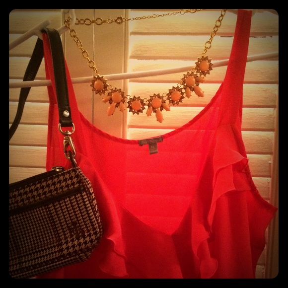 Red ruffle tank top