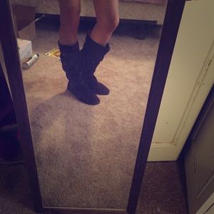 Purple slouch boots