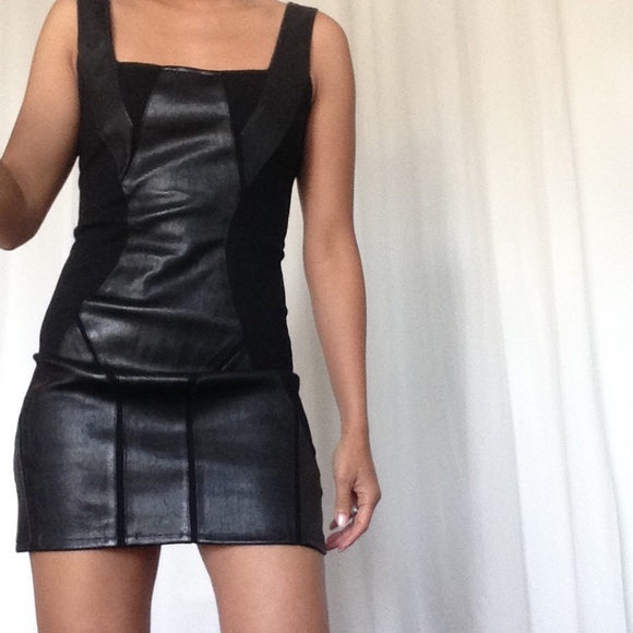 Helmut Lang leather panel LBD