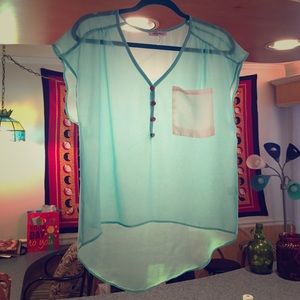 Turquoise sheer top!