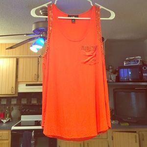 Orange embellished tank top!