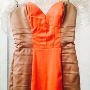 BEBE Champagne & orange dress