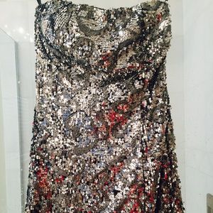 Bebe Sparkly silver dress
