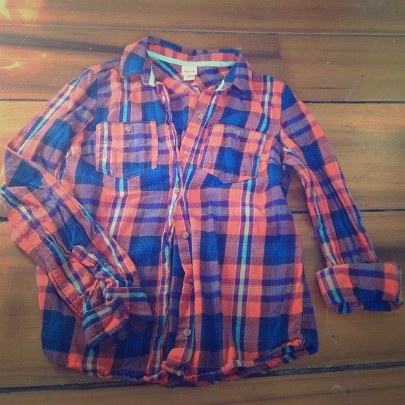 Women's blue and orange flannel