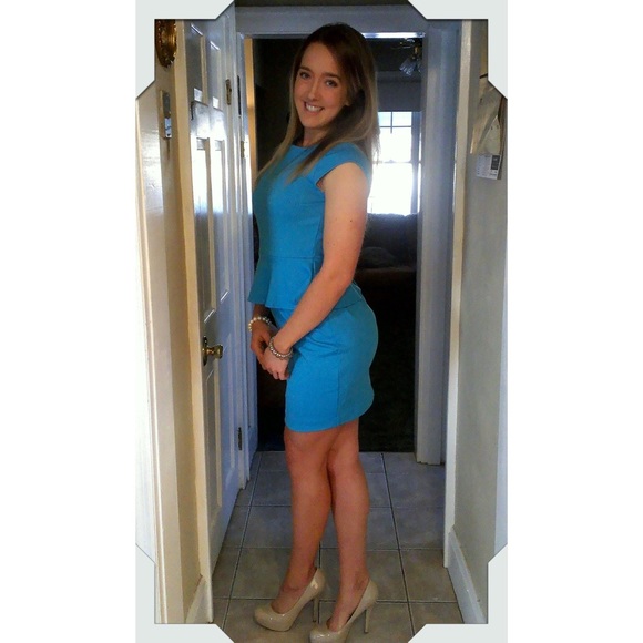 Blue peplum dress