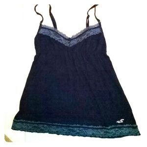 Hollister Navy Blue Lace Tank Top