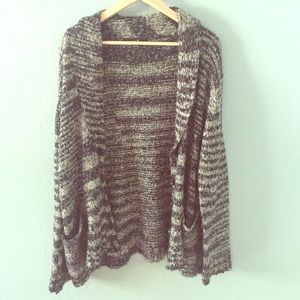 Oversized Grey & Black Knit Cardigan