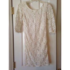 Boutique white sequined cocktail dress