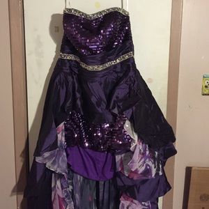 Purple Floral Plus Size Prom Dress