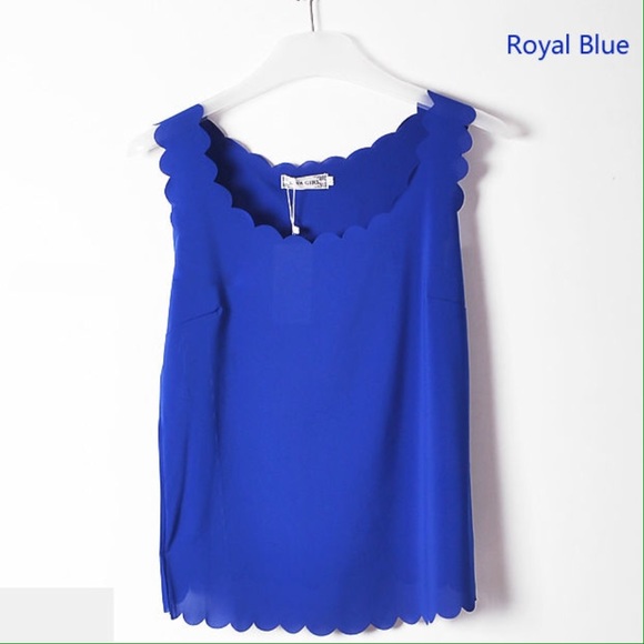 Royal Blue Scalloped Tank Top NWOT
