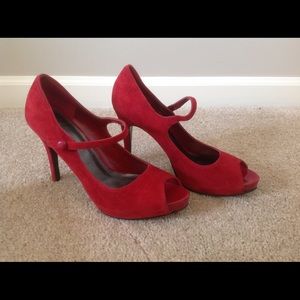 Nine West Red Suede Mary Janes