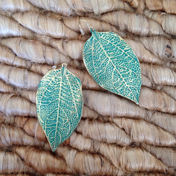 Anthropologie Gold Leaf Earrings