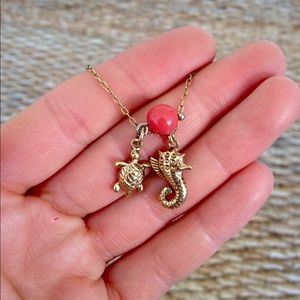 J. Crew Seahorse + Seaturtle Gold Necklace