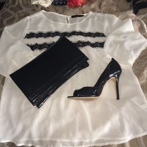 Sheer lace detail tunic