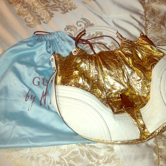 Guess By Marciano gold and white handbag