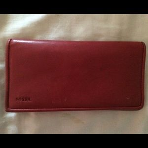 Red Fossil Checkbook Clutch